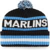 47 MLB Unisex-Adult Officially Licensed Primary Logo Bering Sport Knit Cuffed Pom Beanie Cold Weather Hat - Miami Marlins Black view 2