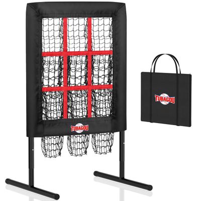 9 Hole Pitching Net with Strike Zone, Baseball Pitching Target, Softball Pitching Net, Protable and Adjustable Pitcher Training Equipment with Throwing Pitching Target