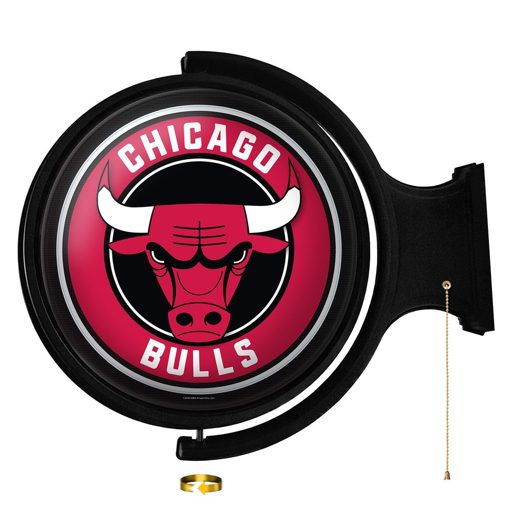 The Fan-Brand NBA Chicago Bulls: Original Round Rotating Lighted Wall Sign- Sports Decor for Home, Game Room, Fan Cave & Garage - USA Made