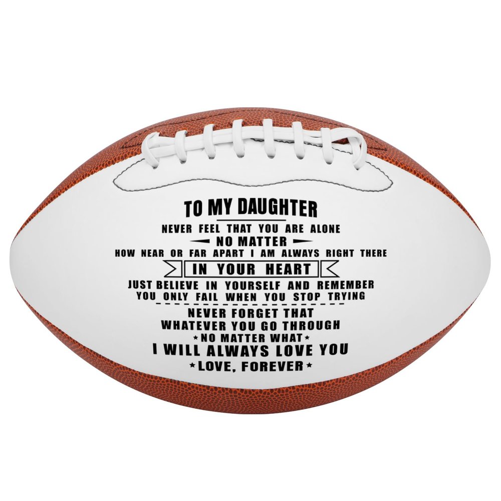 KWOOD Personalized Football Gift for Daughter, Engraved Leather Indoor/Outdoor Football with Pump & Carrying Bag, Birthday Christmas Graduation Gift for Daughter