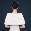 BESTORI Women's Wedding Faux Fur Wraps and Shawls Winter Shrug with Brooch for Brides Bridesmaids White view 2