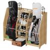 Ponsonbay Golf Bag Storage Organizer for Garage, Premium Wooden 2 Golf Bags Rack with Drawer, Easy Assemble Golf Club Stand/Holder Suitable for Garage Home Simulator and Office view 1