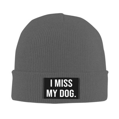 wikjxiz I Miss My Dog Hat Mens Womens Winter Warm Knitting Hats Deep Heather Fashion Skull Beanie Cuffed Cap