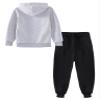Loodgao Kids Boys Girls Hooded Tracksuit 2 Piece Sports Suit Sweatsuit Long Sleeve Hoodies Sweatshirt with Jogger Pants Set GrayBlack 3-4 view 4