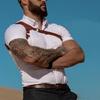 VOLBOZ Men's Leather Body Chest Belt - Durable and Breathable Adjustable Harness for Various Occasions-Sexy Punk Chest Belt (Brown) view 2