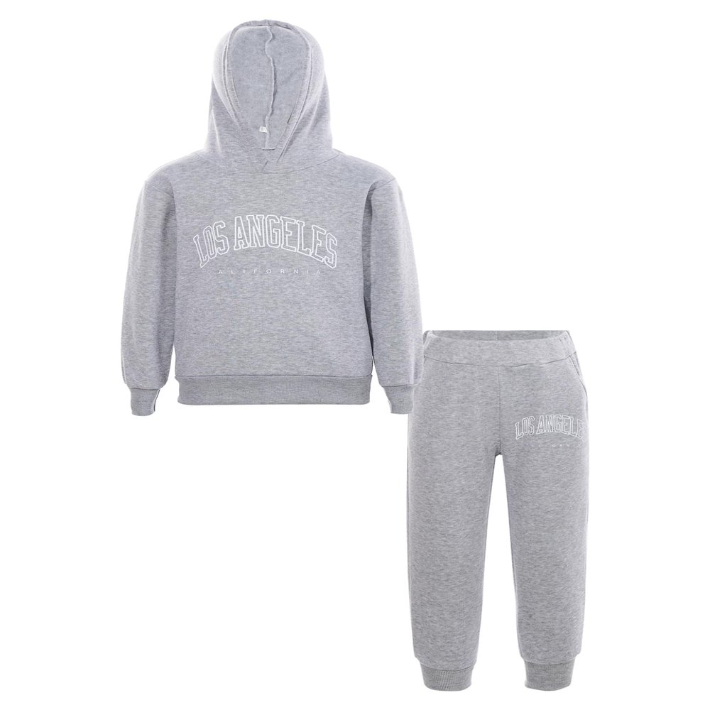 Loodgao Kids Boys Girls Hooded Tracksuit 2 Piece Sports Suit Sweatsuit Long Sleeve Hoodies Sweatshirt with Jogger Pants Set Gray 12-13