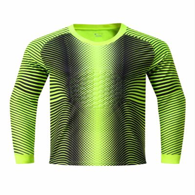 Loodgao Youth Boys Football Goalkeeper Shirts Padded Soccer Goalie Jersey Long Sleeve Athletic Top Stripedgreen 7-8 Years