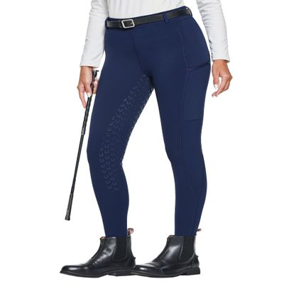 FitsT4 Sports Women's Winter Horse Riding Pants with Zipper Pockets Full Seat Riding Tights Fleece Lined Equestrian Breeches for Women Navy XS
