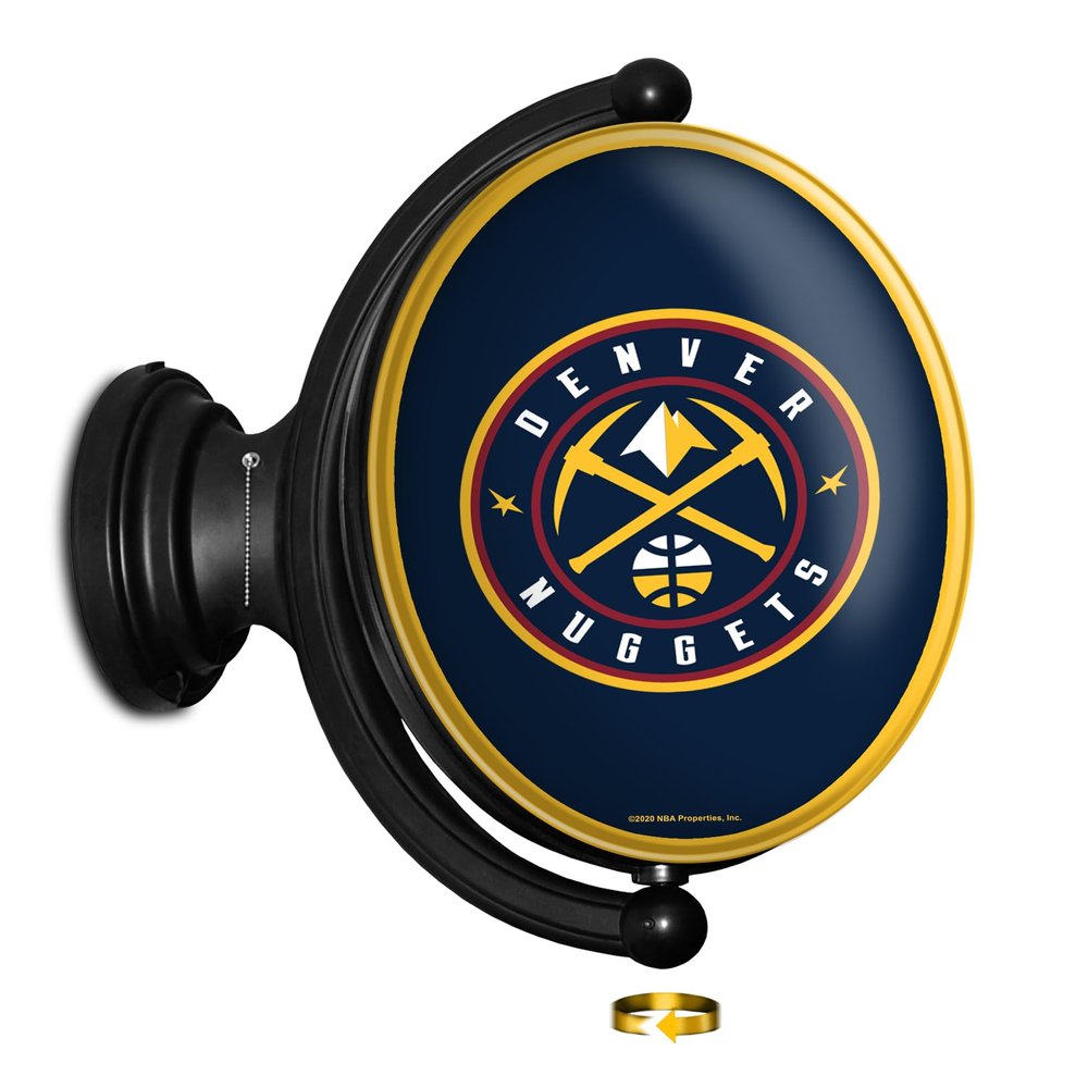 The Fan-Brand NBA Denver Nuggets: Original Oval Rotating Lighted Wall Sign- Sports Decor for Home, Game Room, Fan Cave & Garage - USA Made