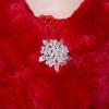 BESTORI Women's Faux Fur Shawl Wraps Bridal Winter Stole Cape with Rhinestones Brooch for Party Red view 4