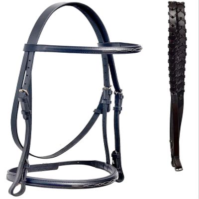 CHALLENGER Full English All-Purpose Fancy Stitch Black Leather Flash Bridle 803SS01BK-F