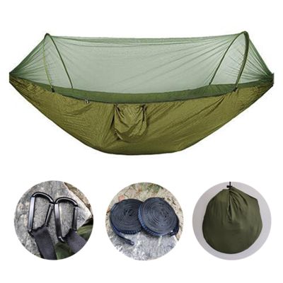 Camp 260x140cm Outdoor Double Camping Hammock with Mosquito Net and Rain Fly Tarp Lightweight Parachute Hammocks Travel Hiking Strong (02)