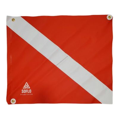 Soflo Spearfishing 20" x 24" Diver Down Flag - with Stiffener - High-Visibility - Legal Size - Safety Marker for Spearfishing- Scuba Diving Snorkeling Marine and Water Sports - Spearfishing Accessory