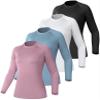 TELALEO 4 Pack Women's Compression Shirt Long Sleeve Performance Workout Baselayer Athletic Top Sports Gear-Black/White/Blue/Prule XX-Large view 1