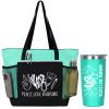 Nurse Appreciation Gift 2 Pieces - Nurses Gifts for Women Includes Zippered Tote Bag and Stainless Steel Insulated Tumbler, Christmas Nurses Accessories for Work, Nurse Bag for Work(Green) view 1