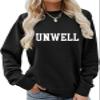 KTIMA Unwell Sweatshirt Funny Letter Graphic Print Sweater Women Casual Long Sleeve Crewneck Fashion Pullover Top Black view 1