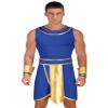 HULIJA Men Ancient Greek Roman Toga Costume Gladiator Toga Cosplay Outfits Halloween Fancy Dress D1806#Blue Ancient Egypt Costume 3X-Large view 1