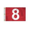 AGAS 14x20 inch Mini Golf Flags with Brass Grommets No 8, Red with White Numbers, Mini Putting Green Flags for Yard, 200D Nylon Mini Golf Flag, Canvas Header Stitched Borders view 1