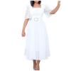 Plus Size Dresses For Curvy Homecoming Dresses Formal Flowy Tulle Fairy Dress Wedding Guest Dress Cocktail Midi Dress White view 1