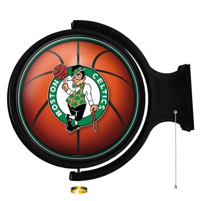 The Fan-Brand NBA Boston Celtics: Basketball - Original Round Rotating Lighted Wall Sign- Sports Decor for Home, Game Room, Fan Cave & Garage - USA Made