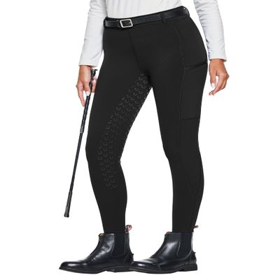 FitsT4 Sports Women's Winter Horse Riding Pants with Zipper Pockets Full Seat Riding Tights Fleece Lined Equestrian Breeches for Women Black 2XL