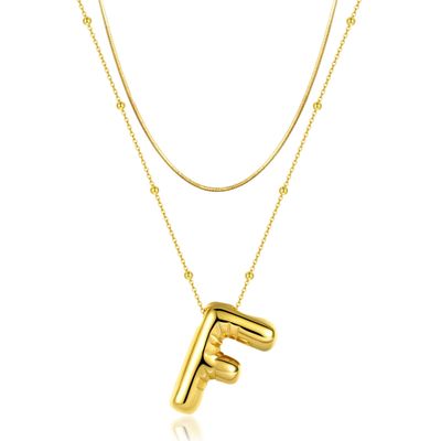 LUCA SMITH Initial Necklaces for Women, Dainty Balloon Bubble Letter Necklace, Name Letter Alphabet Pendant Layered Choker Necklaces Personalized Jewelry Gift