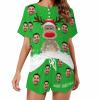 Artsadd Custom Short Pajamas Set With Photo, Women Personalized Lounge Set, Funny Face Printed Sleepwear, Soft Tracksuit Gift(Reindeer,L) view 1