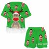 Artsadd Custom Short Pajamas Set With Photo, Women Personalized Lounge Set, Funny Face Printed Sleepwear, Soft Tracksuit Gift(Reindeer,L) view 3