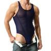 BreakEgg Men's Sexy Cutout Mesh Bodysuit Transparent Tank Tops Crewneck Mens Body Suit One Pieces Coveral (Large,Dark Blue) view 1