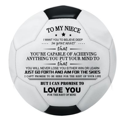 KWOOD Custom Classic Soccer Ball,Engraved Soccer Ball with Premium Pump for Training Recreation Practice,Available for Indoor Outdoor Toddlers Kids Teens Adults (to Niece)
