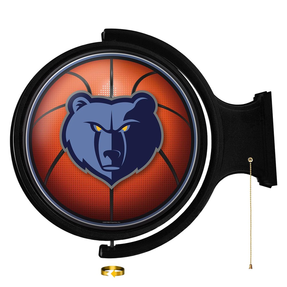 The Fan-Brand NBA Memphis Grizzlies: Basketball - Original Round Rotating Lighted Wall Sign- Sports Decor for Home, Game Room, Fan Cave & Garage - USA Made