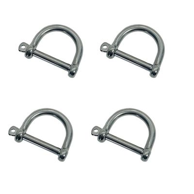 DBMIMPORTERS 3/16" Wide D-Shackle Marine Grade Screw Pin 650 Lb WLL Stainless Steel T316 4 Pc