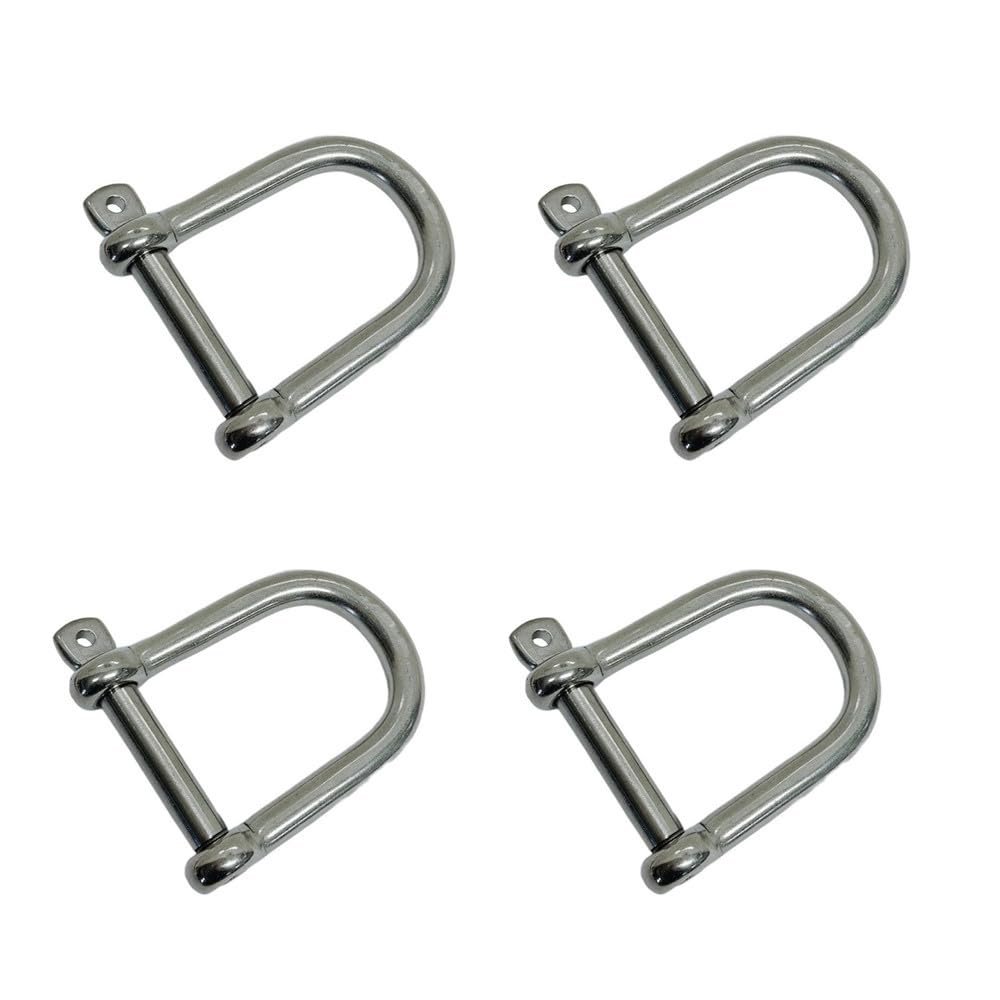 DBMIMPORTERS 5/16" Wide D-Shackle Marine Grade Screw Pin 1300 Lb WLL Stainless Steel T316 4Pc