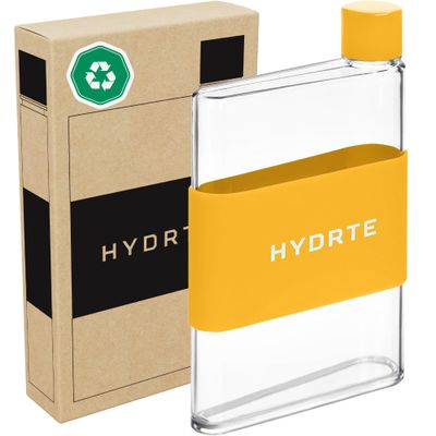 Hydrte Clear Water Bottle  11.8 oz Professional Cute Water Bottle for Travel, Slim, Lightweight & BPA-Free for Travel & Everyday Hydration (Mango Yellow)
