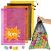4PCS Colorful Mesh Drawstring Bag - Mesh Bag 18x12 Inch Breathable Nylon Mesh Storage Bag with Drawstring Closure Lightweight Net Organizer for Travel, Home, Gym, Daily Essentials view 1
