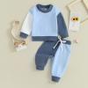 Fernvia Toddler Baby Girl Clothes 3 6 9 12 18 24 Months Fall Outfits Solid Long Sleeve Sweatshirt Tops + Pants Set (C-Blue White, 0-6 Months) view 2