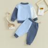 Fernvia Toddler Baby Girl Clothes 3 6 9 12 18 24 Months Fall Outfits Solid Long Sleeve Sweatshirt Tops + Pants Set (C-Blue White, 0-6 Months) view 3