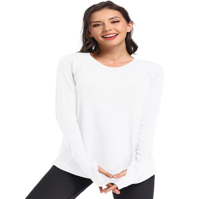 Muzniuer Long Sleeve Workout Shirts for Women Long Sleeve Yoga Shirts Workout Top for Women Gym Athletic Clothes Long Sleeve Sports Shirts for Women Running Shirts Snow White XL