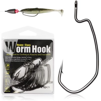 Dovesun EWG Offset Worm Hooks for Bass Fishing 100PCS/50PCS Texas Rig Hooks for Freshwater Saltwater 1/0 * 50PCS