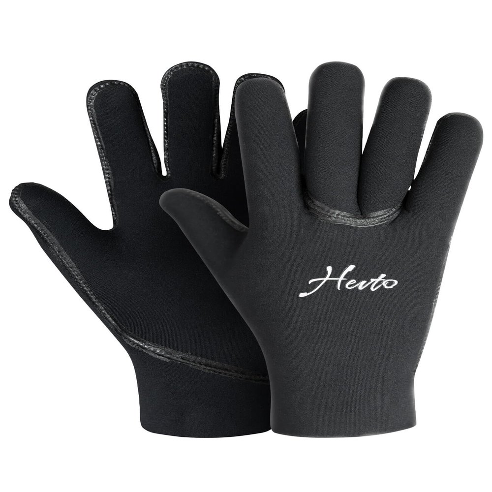 Hevto Neoprene Gloves 3mm Men Women Wetsuit Scuba Dving Gloves Liquid Sealed Seams Keep Warm (G5-Black, S)