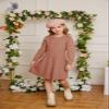 Fall Sweater Dresses for Girls Pink Long Sleeve Cable Knit Aline Dress Size 5-6 view 2