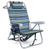 Yestomo Backpack Beach Chair for Adults, Folding Beach Chair with 4 Positions, Heavy Duty Chair with Large Cooler Pouch Support to 350LBS (Stripes_Blue&Cyan&Yellow) view 1