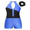 ranrann Kids Girls Shiny Ballet Dance Outfits Sleeveless Gymnastic Leotard with Shorts and Hair Band Tracksuit Unitards Royal Blue A 16 Years view 4