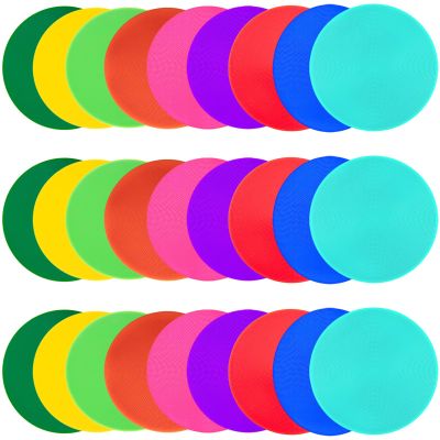 PIKZH 27 Pcs Poly Spot Markers 9 inch Non-Slip Rubber Agility Training Markers Floor Dots Flat Field Cones for Football Basketball Soccer School Exercise Drills Gym Dance Practice 9 Colors