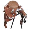 AHS us Introducing New Western Barrel Cum Show Saddle beasutifully Decorated with Full Floral Design Carving and Silver Plates (15") view 2