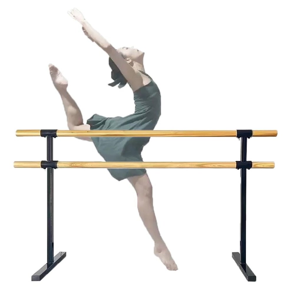 Ballet Barre Mobile Double Layer Steel Ballet Barre, Adjustable Height 80-105cm, Maximum Load 150kg (Color : Black, Size : 1.5M/5FT)