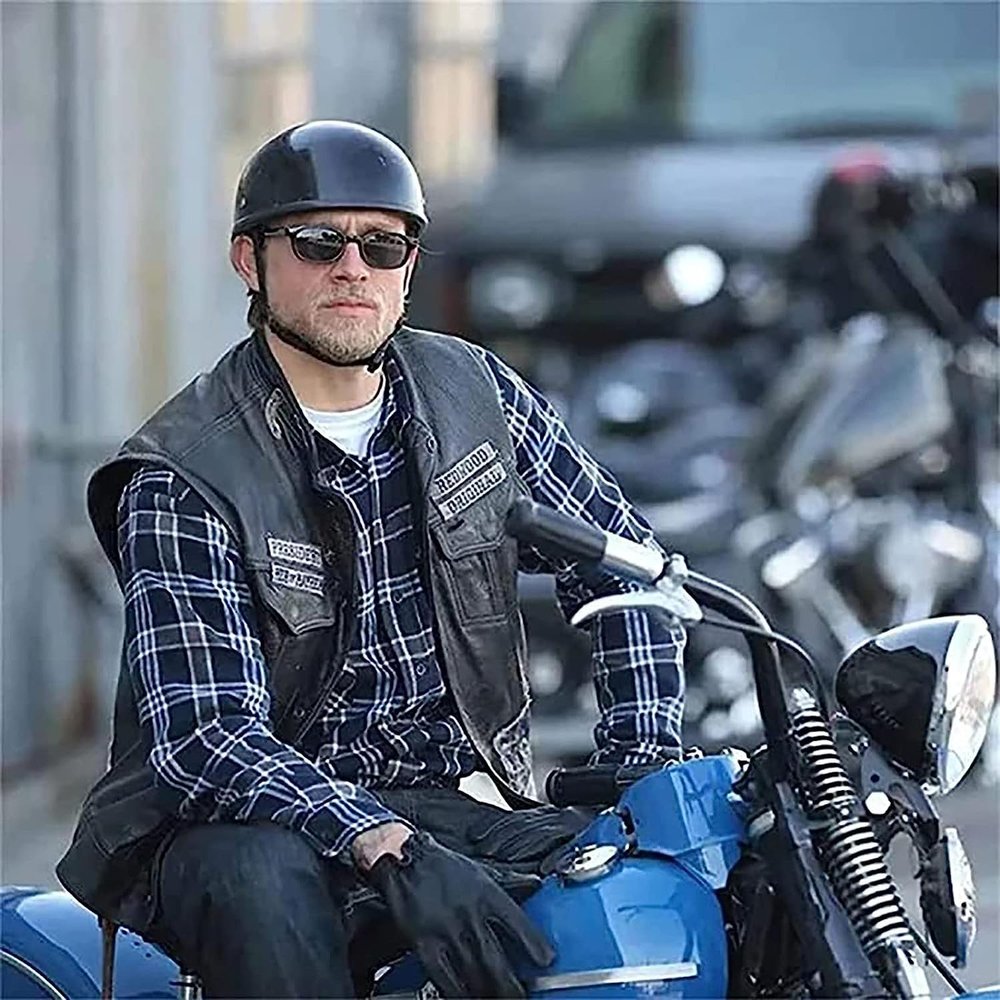 German Style Light Luxury Motorcycle Helmet,Adult Half Helmet Open Face DOT Approved , Retro Half Face Helmet for Cruiser Moped ATV Scooter Chopper Baseball (B,Large)
