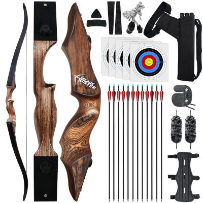 Black Hunter 60 inch Archery Recurve Bow and Arrows Set for Adults with 12 Pcs Carbon Arrows 20-60lb Recurve Hunting Bow for Adults and Beginners to Advanced Outdoor Practice (60 lbs)