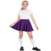 BOOPH Kids Girls Skirt Casual Mini Flare Plain Pleated Skater Uniform Skirts 8-10 Years Dark Purple view 2
