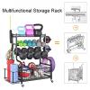 FQWYNMZ Weight Rack for Dumbbells, Dumbbell Rack, Weight Storage Rack for Home Gym,Yoga Room Gym Rooms with Wheels and Hooks,Weights Storage Rack Gym Organizer for Dumbbells Kettlebells, Yoga Mat view 3